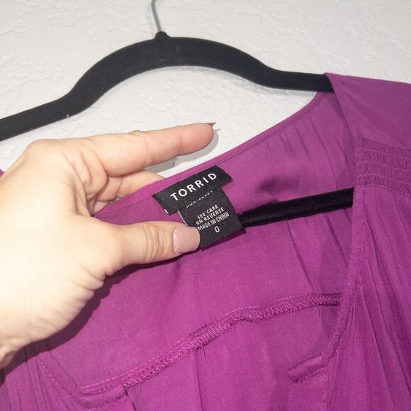 Torrid Purple Quarter Sleeve Blouse Size 0 - Picture 4 of 6
